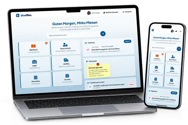 bluefiles Software für Rettungswachen auf Laptop und Smartphone